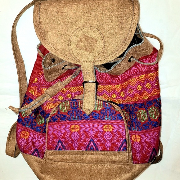 unbranded Handbags - Aztec Peruvian native inspired mini backpack pink